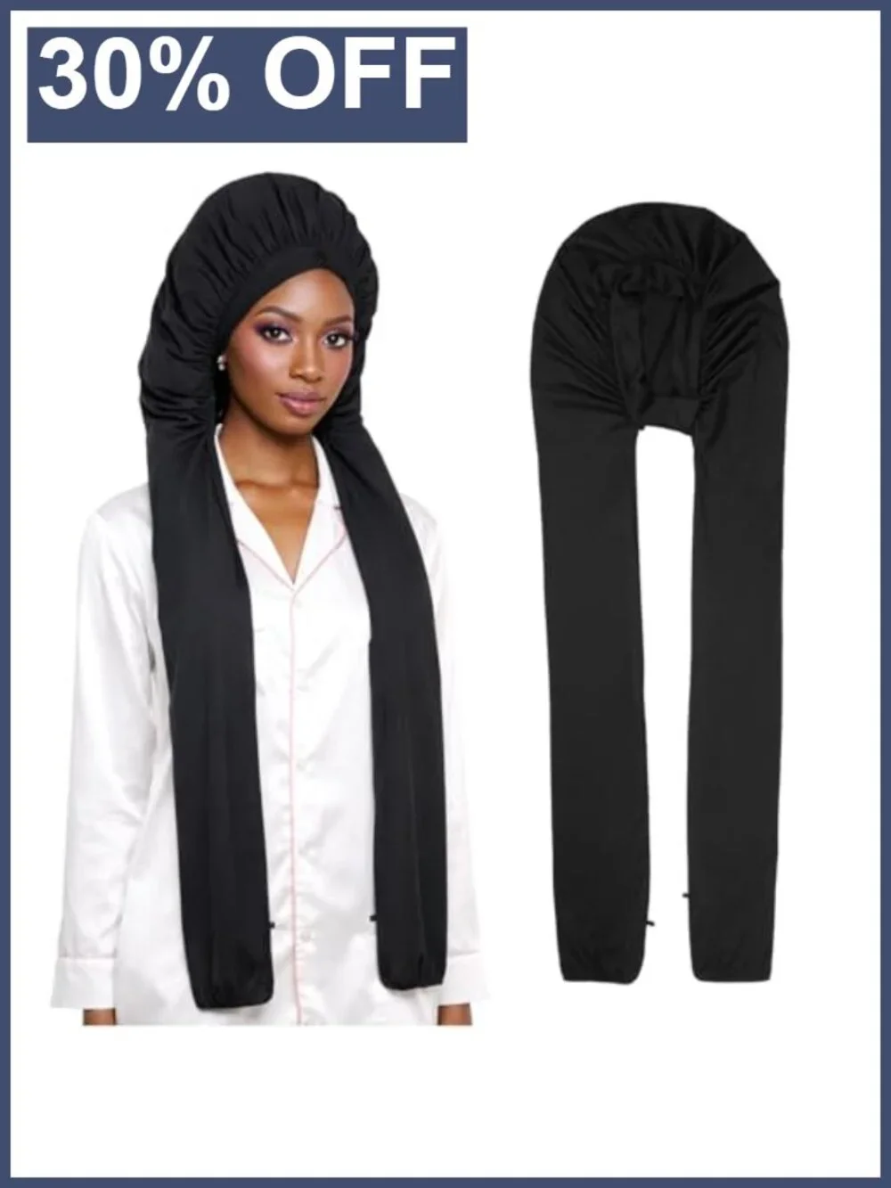 Long Braids Sleeping Bonnet for Women 2 in 1 UV Shield Polyester